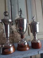3 x oude trofee trofeeën bekers sportvis prijs, Antiek en Kunst, Curiosa en Brocante, Ophalen of Verzenden