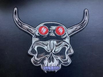 XXL biker back patch schedel skull met hoorns beschikbaar voor biedingen