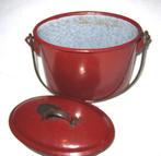 emaille klein pannetje met deksel, bruin, Antiek en Kunst, Antiek | Emaille, Ophalen of Verzenden