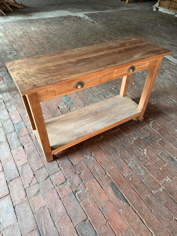 Houten Console Tafel met Lades 120x40, Antiek en Kunst, Antiek | Meubels | Tafels, Ophalen