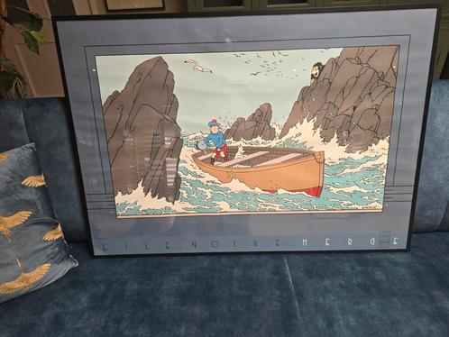 Kuifje Poster - Het Zwarte Eiland (L'Île Noire), Antiek en Kunst, Kunst | Litho's en Zeefdrukken, Ophalen of Verzenden