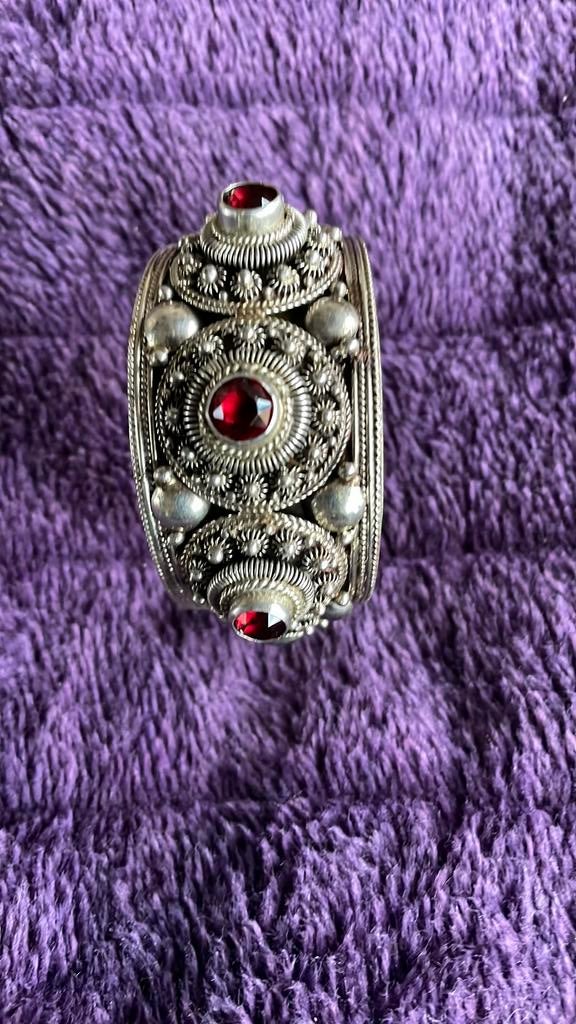 Prachtige Vintage Armband Siam Sterling Zilver, Sieraden, Tassen en Uiterlijk, Antieke sieraden, Ophalen of Verzenden, Zilver