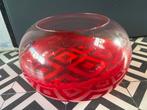 Rode Glazen Vaas met Geometrisch Patroon, Antiek en Kunst, Ophalen