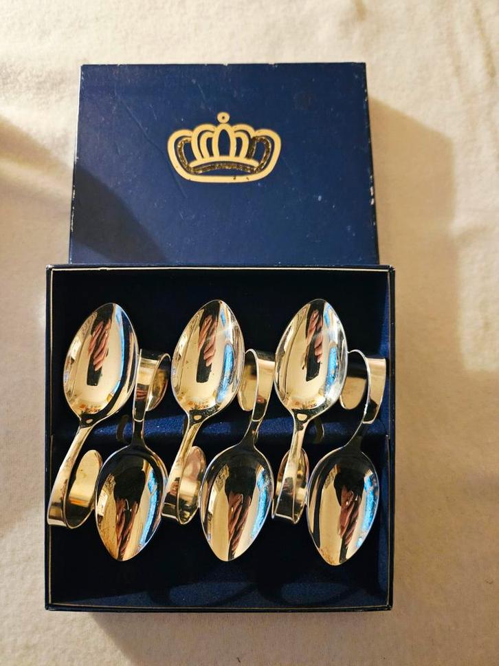 6 verzilverde amuselepels model Puntfilet, Antiek en Kunst, Antiek | Bestek, Ophalen of Verzenden