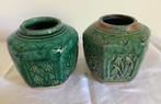 2 Chinese antieke gemberpotten , groene glazuur, Antiek en Kunst, Antiek | Keramiek en Aardewerk, Ophalen of Verzenden
