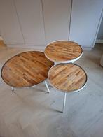 Bijzettafels (set van 3), Huis en Inrichting, Tafels | Bijzettafels, Gebruikt, Rond, 55 tot 75 cm, Hout