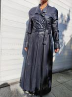 Lange leren dames jas, Ophalen, Zo goed als nieuw, Maat 38/40 (M), Blauw