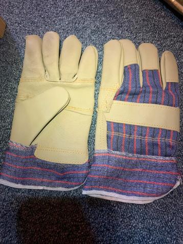 Werk handschoenen leder leer, tuin klus bouw, worker gloves beschikbaar voor biedingen