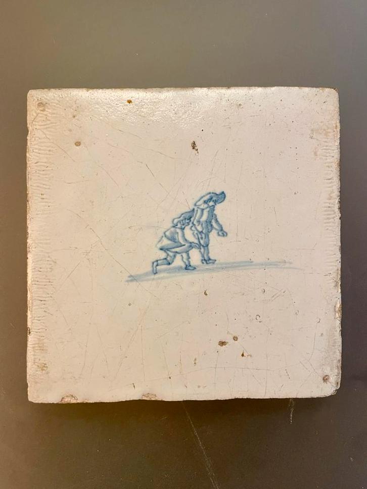 Antiek Delfts - Kinderspelen - 18e Eeuw - Set van 3, Antiek en Kunst, Antiek | Wandborden en Tegels, Ophalen of Verzenden