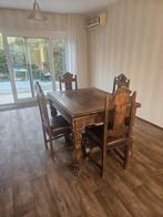 Brocante Eiken Eettafel met 4 Stoelen, Huis en Inrichting, Ophalen of Verzenden