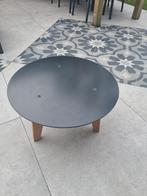 Stalen salontafel met eiken poten, Ophalen, Gebruikt, 50 tot 100 cm, Rond