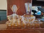 Kaptafelsetje glas Amber kleurig, Antiek en Kunst, Antiek | Glas en Kristal, Ophalen of Verzenden