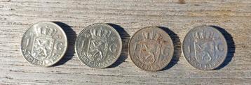 4 x zilveren Gulden Juliana 1955, 1957 en 2 x 1964 beschikbaar voor biedingen