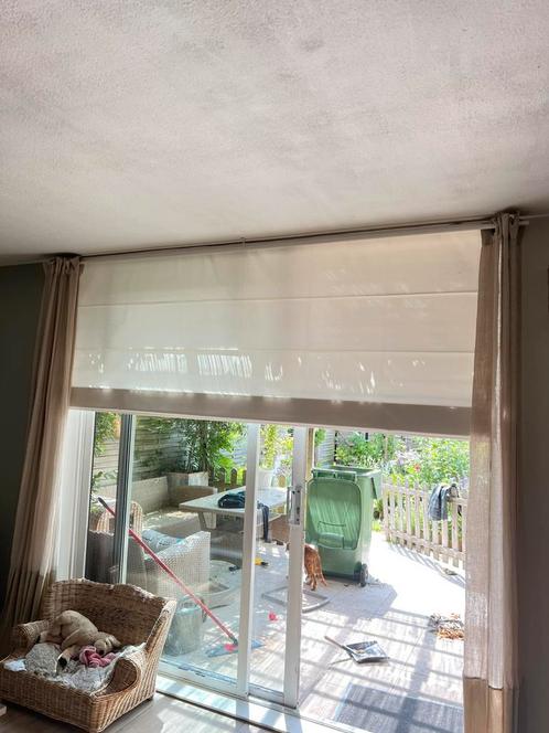 Mooi groot vouwgordijn., Huis en Inrichting, Stoffering | Gordijnen en Lamellen, Gebruikt, 150 tot 200 cm, 200 cm of meer, Crème