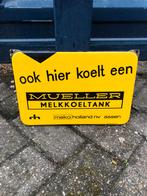 Mueller melkkoeltank emaille reclemebord, Ophalen of Verzenden, Zo goed als nieuw, Reclamebord