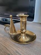 Oude regelbare koperen kandelaar met snuiter, Antiek en Kunst, Ophalen of Verzenden, Koper of Brons