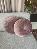 Set 2 fluwelen sierkussens mauve, Ophalen of Verzenden, Zo goed als nieuw, Roze, Rond