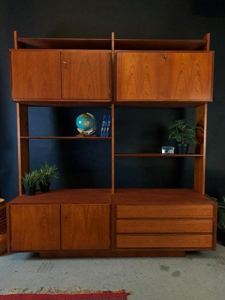 Vintage Midcentury Design Modulair Wandsysteem, Huis en Inrichting, Kasten | Wandmeubels, 150 tot 200 cm, 150 tot 200 cm, 25 tot 50 cm