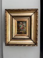 Klein bloemenschilderij op koper, vergulde lijst, Antiek en Kunst, Ophalen of Verzenden