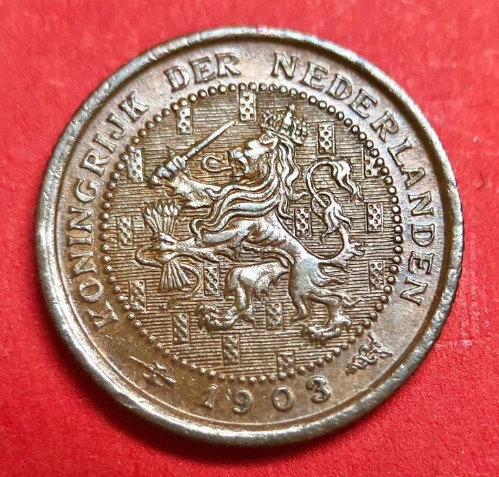 Halve cent 1903. Unc., Postzegels en Munten, Munten | Nederland, Losse munt, Overige waardes, Koningin Wilhelmina, Ophalen of Verzenden