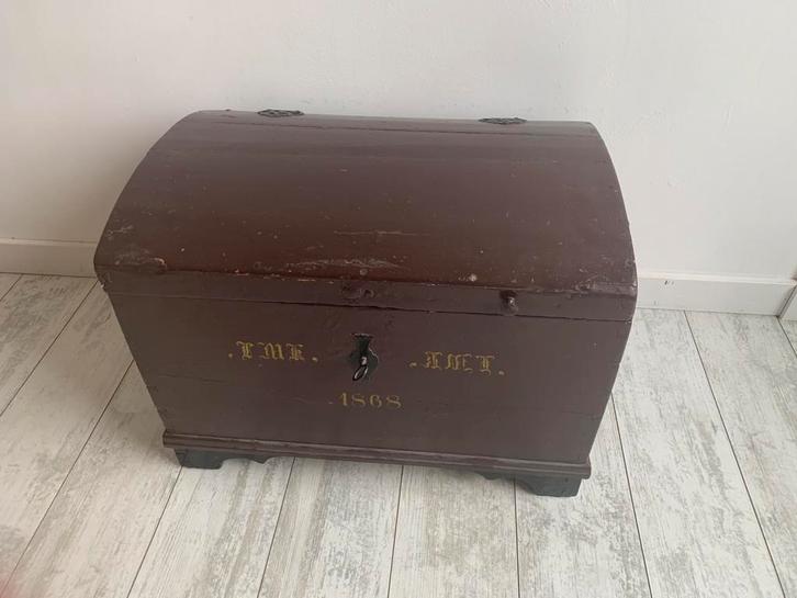 Antieke dekenkist reiskist uit 1868, Huis en Inrichting, Woonaccessoires | Kisten, Zo goed als nieuw, 50 tot 75 cm, Minder dan 50 cm