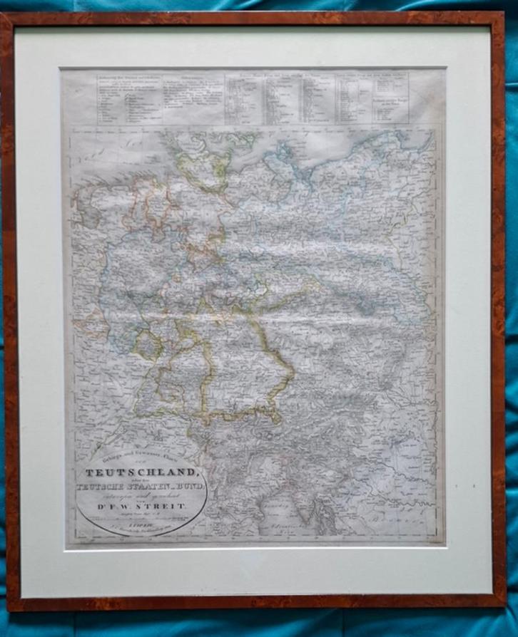 Landkaart Teutsche Staten Bund 1836, Boeken, Atlassen en Landkaarten, Zo goed als nieuw, Landkaart, Duitsland, 1800 tot 2000, Ophalen of Verzenden