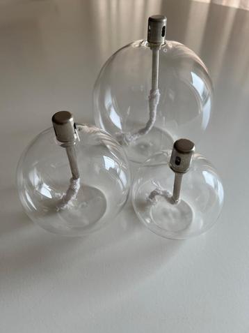 olielampen glas rond 3 stuks beschikbaar voor biedingen