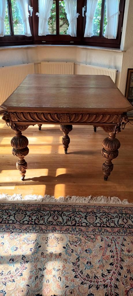 eetkamertafel uitschuifbaar antiek met 6 stoelen, Huis en Inrichting, Tafels | Eettafels, Gebruikt, 50 tot 100 cm, 200 cm of meer