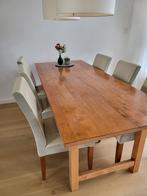 Mooi eettafel kersenhout (220 x 90) en 6 stoelen, Huis en Inrichting, Tafels | Eettafels, 200 cm of meer, 50 tot 100 cm, Modern, klassiek
