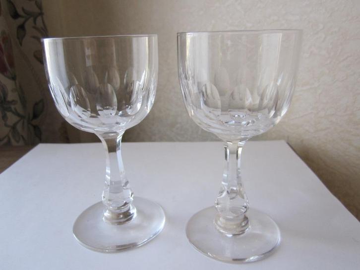 Twee kristal Val St Lambert aperitief glazen Model Derby, Antiek en Kunst, Antiek | Glas en Kristal, Verzenden
