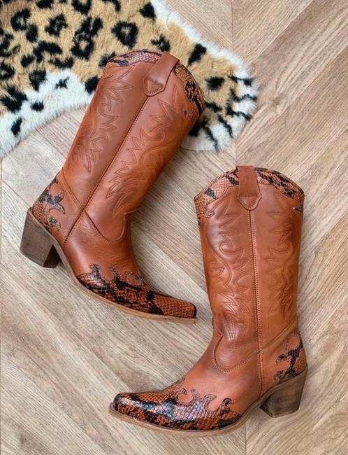 Joe Sanchez cowboylaarzen 39 40 western boots bohemian, Kleding | Dames, Schoenen, Zo goed als nieuw, Hoge laarzen, Bruin, Ophalen of Verzenden