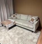2 zitsbank met voeteinde grijs corduroy rib bank beige cru, Huis en Inrichting, Ophalen of Verzenden, Zo goed als nieuw, Stof