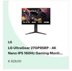 LG ultragear 27GP95RP, Ophalen, IPS, 151 t/m 200 Hz, Ingebouwde speakers