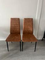 Leenbakker bruin suede eetkamer stoelen, Huis en Inrichting, Stoelen, Ophalen, Zo goed als nieuw, Bruin