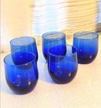 Kobaltblauwe vintage bekerglazen, 5 stuks, Antiek en Kunst, Antiek | Glas en Kristal, Ophalen of Verzenden