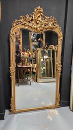 Antieke bladgouden schouwspiegel/ kuifspiegel.., Antiek en Kunst, Ophalen of Verzenden, Rechthoekig, Minder dan 50 cm