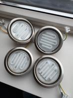 4 spotjes TL spaarlamp, Metaal of Aluminium, Ophalen of Verzenden, Zo goed als nieuw, Inbouw