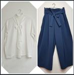 COS Set: Navy Wijde Broek, Witte Trui, Satin Sjaal S/M, Ophalen of Verzenden, Zo goed als nieuw, Maat 36 (S)