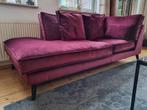 rood fluwelen bank / chaise longue, Ophalen, Driepersoons, 75 tot 100 cm, Zo goed als nieuw