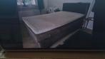 2 persoons boxspring 120 bij 210 , twijfelaar ., Ophalen, Bruin, 210 cm, Zo goed als nieuw