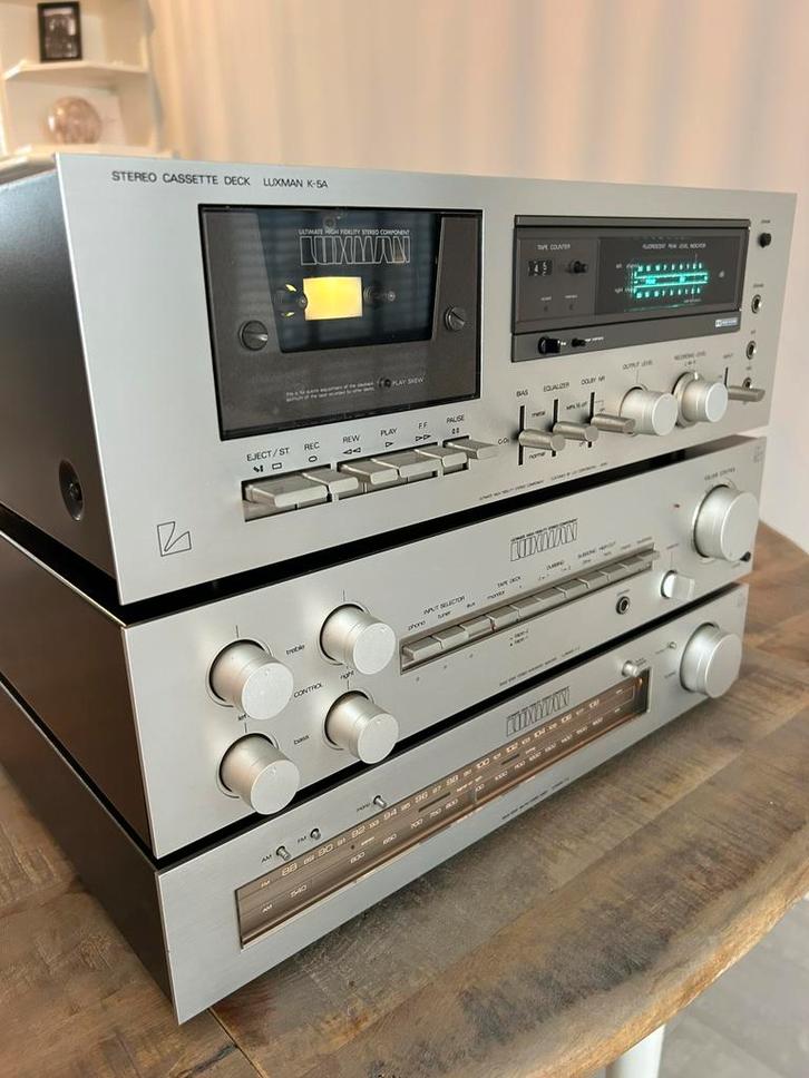 Luxman stereo set met L-2 versterker, T-2 tuner, K-5A deck., Audio, Tv en Foto, Stereo-sets, Gebruikt, Cassettedeck, Tuner of Radio