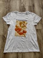 Prachtig wit shirt met sinaasappel print, maat S. Mandarijn., Ophalen of Verzenden, Korte mouw, Onb, Maat 36 (S)