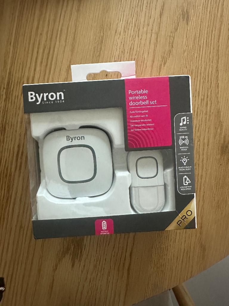 Byron DBY-24721 - Deurbel Draadloze set, Ophalen of Verzenden, Nieuw, Draadloos
