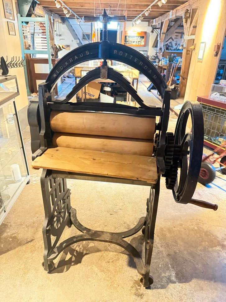 Antieke Mangel Wed. Kraus Rotterdam, Antiek en Kunst, Antiek | Gereedschap en Instrumenten, Ophalen of Verzenden