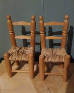 Vintage houten stoeltjes met riet zitting, 19 cm hoog, Antiek en Kunst, Antiek | Meubels | Stoelen en Banken, Ophalen of Verzenden