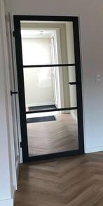 Houten Zwarte Deur met Glas (beschadigd), Ophalen, Gebruikt, 80 tot 100 cm, Binnendeur