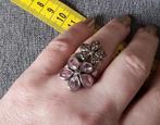 Sterling zilveren klem ring dubbel bloem vintage 17 - 17,5mm, Gebruikt, 17 tot 18, Dame, Zilver