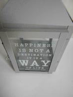 Lantaarn tje windlicht met mooie tekst op een ruitje, nieuw, Ophalen of Verzenden, Nieuw, Grijs, Metaal