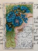 Berlin 10-9-1904 Blauwe korenbloemen en gouden vlinder, Ophalen of Verzenden, Voor 1920, Gelopen, Overige thema's