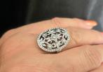 Zilveren Jugendstil ring met Swarovski. 2025/573, Ophalen of Verzenden, Zilver, Ring, Met edelsteen